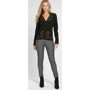 Gaby & Eden Long Sleeve Top Womens Size Small Black Embellished Knit High Collar